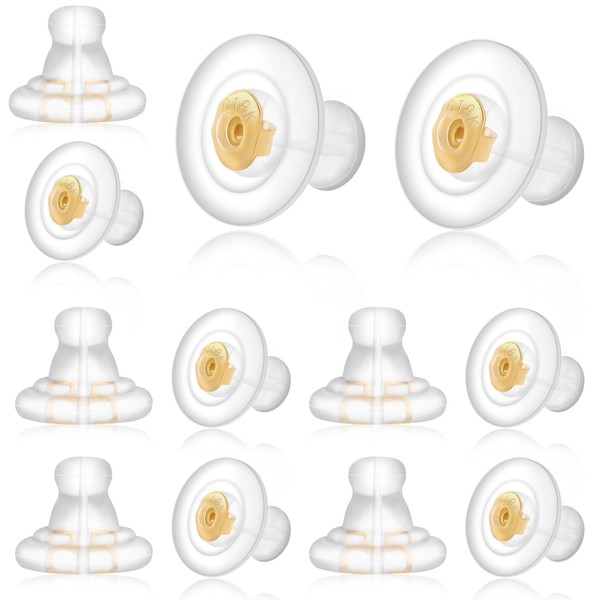 6-Pairs 925 Sterling Silver Earring Backs Replacements,18K Gold Plated Silicone