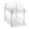Clear CD Organizer, 2-Tier Sliding Drawer Storage Shelf - Holds