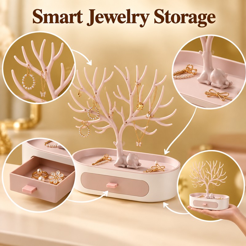 Deer Tree Jewelry Organizer for Earrings & Necklaces – Antler