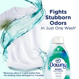 Downy RINSE & REFRESH Laundry Odor Remover and Fabric Softener, Safe on ALL Fabrics, Gentle on Skin, HE Compatible, Cool Cotton, 48 fl oz (Pack of 4)(192 fl oz total)