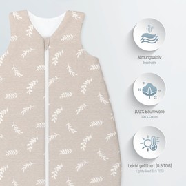 Julius Zöllner Baby Summer Sleeping Bag, Made from 100% Jersey Cotton, Size 86, Standard 100 by Oeko-Tex, Twiggy
