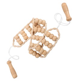 IWOWHERO Wooden Back Massager Strap Manual Massage Roller for Muscle Relief Large Handle Relaxation Tool