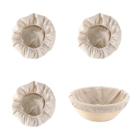 Quixotical 3 pcs Bread Proofing Basket Cloth, Baking Dough Basket Cover, Fermentation Basket Linen Liner, with Elastic Waistband for Baking Supplies (Round 10 in)