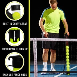 Franklin Sports Pickleball Retriever Tube + Ball Holder - 12 Ball Pickleball Hopper + Picker Upper - Training + Practice Accessories + Gear