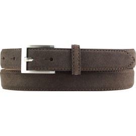 BELTINGER Suede Belt 2.5 cm Suede Leather Belt for Men and Women 25 mm Suede Belt with Round Belt Buckle, Dark brown, silver.