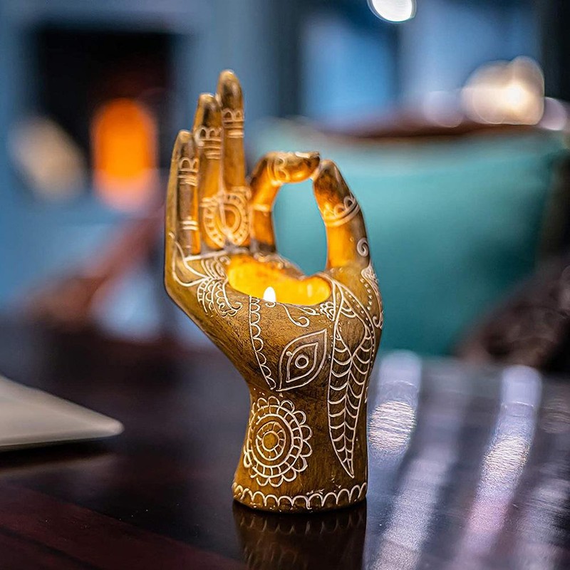 Buddha Yoga Candle Holder Resin Decorations Desktop Candle Decor Family