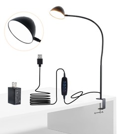 CeSunlight Long Gooseneck Clamp Lamp, Clip Desk Lamp with Clamp, 10W, 1100 LMS, 3 Color Modes, 10 Brightness Levels, 31 Inches Long Flaxible Gooseneck, Perfect for Craft, Reading, Home, Office