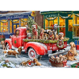 Vermont Christmas Company - Doggone Christmas Jigsaw Puzzle 1000 Piece - Finished Size 26 5/8" x 19 1/4" - Fully Interlocking & Randomly Shaped Pieces
