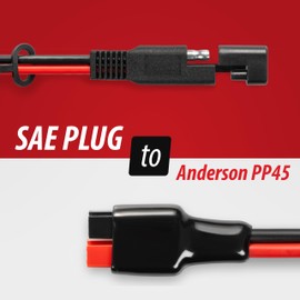 SAE Plug to Anderson Power Pole PP45 Connector Cable – 12 AWG, 2 Feet, 40 Amp Fuse, Heavy Duty Automotive, Solar, & Battery Power Wire for Electrical Connections