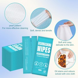 Dish Cleaning Wipes Individually Wrapped, Portable Kitchen Disposable Dish Soap Wipes Bulk Travel Size Quick Cleaning Dishes Dishwashing Pads Wipes for Outdoor Traveling/Camping/Airbnb/Hotel (100 Pcs)