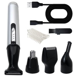 4-in-1 Rechargeable Beard & Nose Trimmer Set - Electric Shaver for Men & Women, USB Charging, Quiet & Painless Hair Clipper with Spinning Blades, Multifunctional Grooming Kit