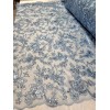 Divastyletextiles Sky Blue Lace Butterflies Sequin on Mesh Fabric Sold