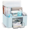 RISEMART Desk Organiser with 2 Drawers (Blue Double Layer)