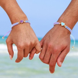 MJartoria BFF Bracelets for 2-Heart Matching Bracelets Adjustable Strand Best Friends Bracelet Friendship Bracelets Jewelry Gifts for Teen Women Couples (Blue+Purple)