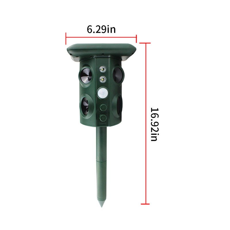 Solar Ultrasonic Animal Pest Repeller Outdoor Four Speakers Mechanical Wave