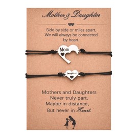 Mother Daughter Bracelets Gifts for Mom Birthday Gift from Daughter Gift from Mom Daughters Heart Bracelet Matching Gifts for Moms Daughter Mama Bracelet