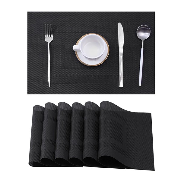 Leetaltree Black Frame Placemats Set of 6 - Heat Resistant