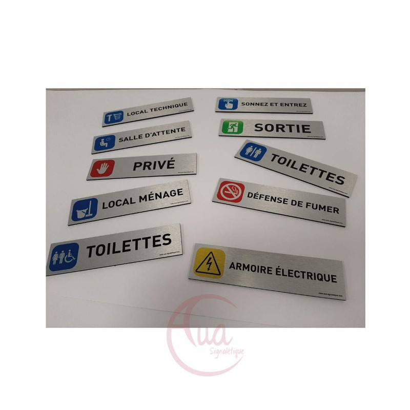 AUA SIGNALETIQUE - Plaque de porte Aluminium brossé imprimé AluSign