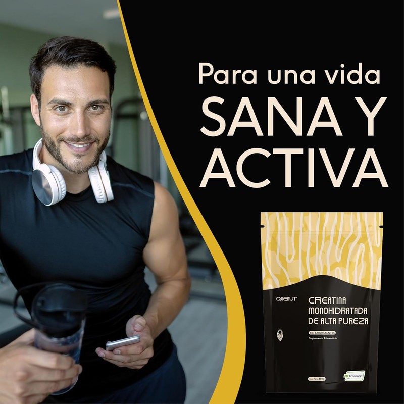 Creatina Monohidratada Creapure 450g – QÜENUT CRE450, 90 Porciones Veganas