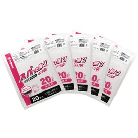 Strix Design SA-064 Garbage Bags, Spit & Open! Plastic Bags, Set of 20 Sheets x 5, Translucent, 6.3 gal (20 L), Embossed, Easy to Open and Remove