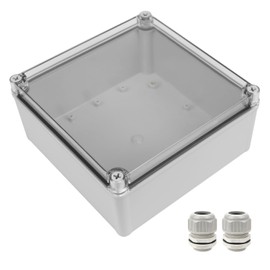 LeMotech Junction Box IP67 Waterproof Dustproof Electrical Box Project Box DIY Enclosure Gray with Transparent Clear Cover, External Size 7.9x7.9x3.7in (200x200x95mm)