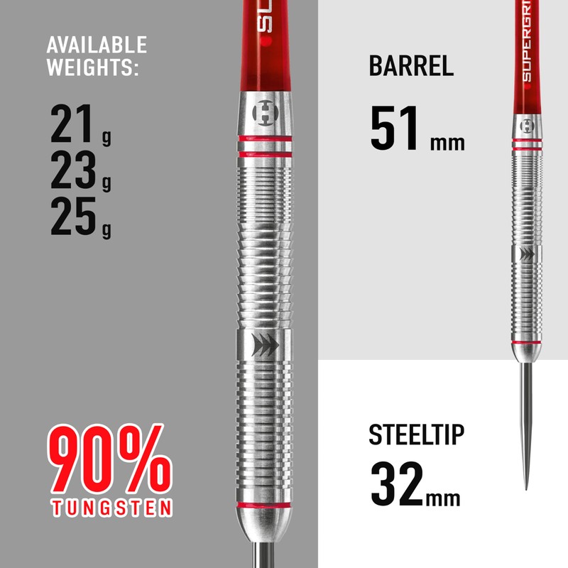 Harrows Rapide 90% Tungsten Steel Tip Darts Set (25g), High