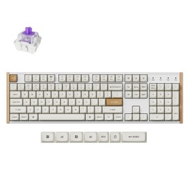 Keychron K10 HE QMK Wireless Gaming Custom Mechanical Keyboard, 2.4 GHz/Bluetooth/Wired Full-Size Hot-Swappable Programmable RGB Backlit Gateron Magnetic Switches for Mac Windows, Wood Frame-White