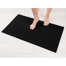 Hammetex 100% Cotton 1200 GSM Non-Slip Bath Mat, 51 x 86 cm Large Bath Mat for Bathroom, Absorbent, Quick-Drying, Washable Bath Floor Mats, Black