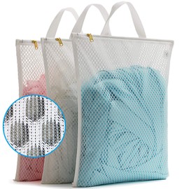 Tenrai Laundry Bag Mesh Wash Bag，Use YKK Zipper，Tote Bag Bathroom Hanging, Bra Fine Mesh Wash Bag for Underwear 3 Bags（3L Cellular Mesh）