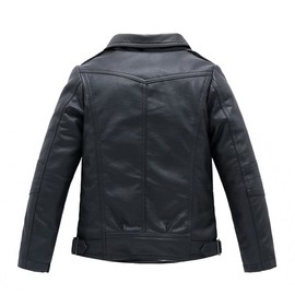 LJYH Children Collar Motorcycle Faux Leather Coats Kids Bomber PU Soft Leather Jackets Black 7/8yrs