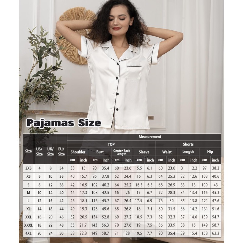 WJing Yi Jia 5Pcs Womens Soft Satin Pajama Set XS-4XL