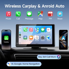 Haudio 7" Portable Car Radio with Wireless Apple CarPlay & Android Auto, Suitable for Almost All Vehicle Types Such as Pickup Trucks, Sedans,Backup Camera|GPS Navigation|Car Accessories