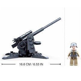 General Jim's WW2 German Anti-Aircraft Building Blocks Set - Includes 3 Figures, Weapons, and Sandbags