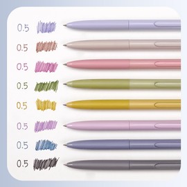 WRITECH 0.5mm Gel Pens, 8ct - Silent Retractable Pens for Journaling, Drawing, and Writing - No Smear, Smudge, or Bleed