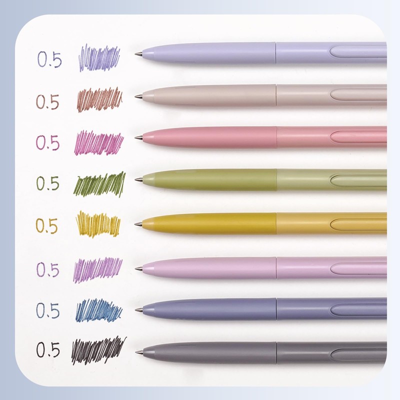 WRITECH 0.5mm Gel Pens, 8ct - Silent Retractable Pens for