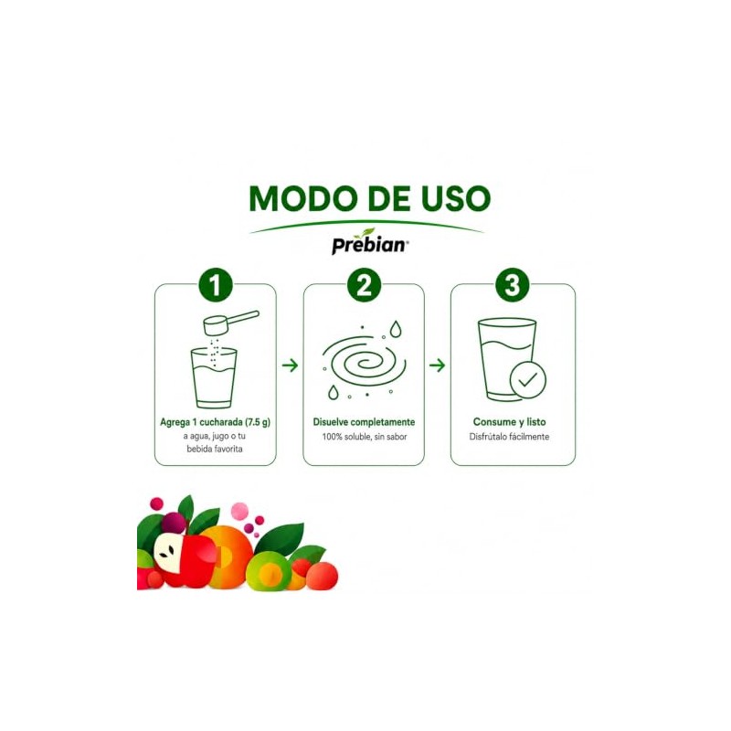 Prebian Probióticos y Prebióticos en Polvo Soluble Sin Sabor, 2