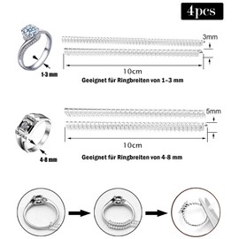 T TAKONE 14 Piece Ring Reducer Set, Includes Ring Sizer German Sizes, Spacers and Ring Reducer, Invisible Ring Reducer for Loose Rings (for Men and Women), Plastic