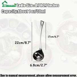 Wenkoni Gravy Ladle,Small Ladle,Gravy spoon Ladle Heavy Duty 18/10 Stainless Steel 8.7 inch Ladle for Serving,Dishwasher safe,Silver,1Pack