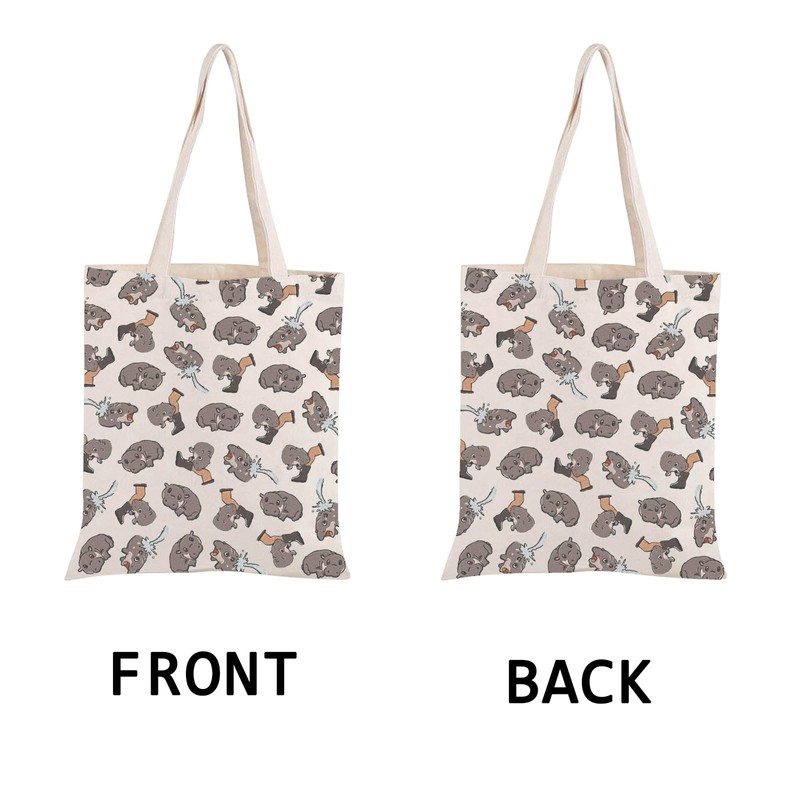 Moo Deng Tote Bag Cute Hippo Shoulder Bag Gift for