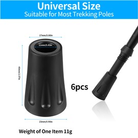 Pack of 6 Rubber Buffer Nordic Walking Poles Rubber Buffer for Hiking Poles Rubber Buffer Non-Slip 11 mm Rubber Feet for Hiking Poles Replacement Hiking Accessories for Protectors Hiking Pole