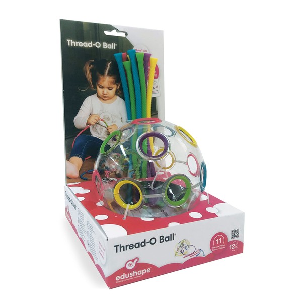 Edushape Thread-O Fidget Ball - The Original Sensory Balls for Baby That Help Improve Color Recognition, Visual Stimulation, Motor Skills & Dexterity - Set of 1 Baby Ball Fidget for Sensory Engagement