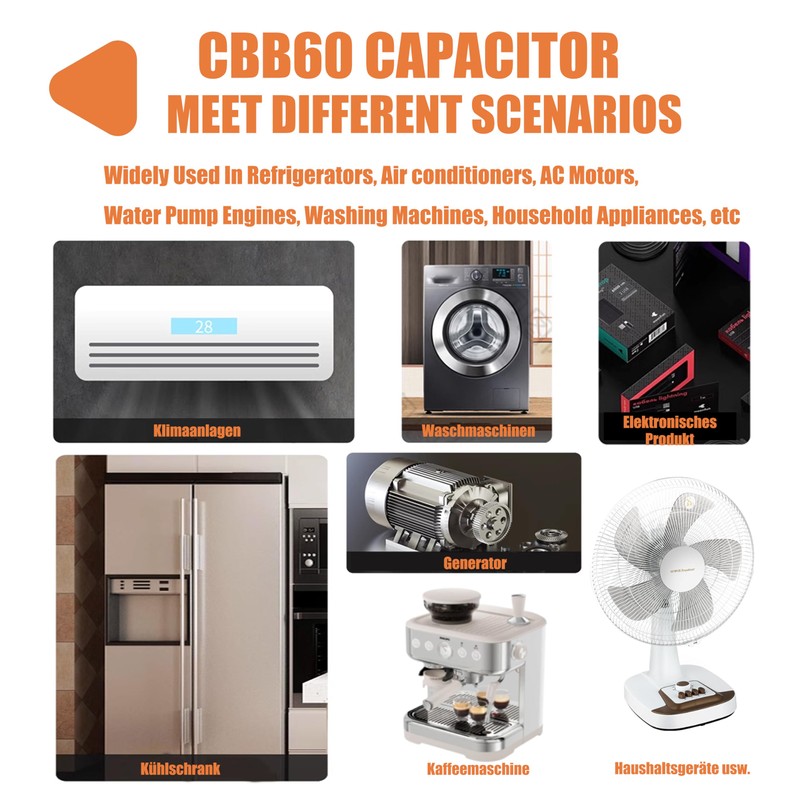 CBB60 100uf ±5% Motor Run Capacitor MFD 110/125/250VAC 50/60hz Cylindrical