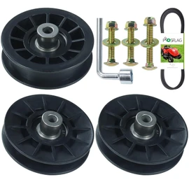 2 Pack 532194326 V-Groove Idler Pulley with 532194327 Idler Pulley 532130969 Belt Replaces 194327 Drive Pulley, Craftsman 194326 for Husqvarna YTH22V46, LGT2654, YTH2348, YTH1542XP Tractors