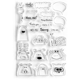 Lily Craft Linda Craft 1pc Hello Best Friend Giraffe Snail Cartoon Clear Stamps for Card Making Decoration and DIY Scrapbooking