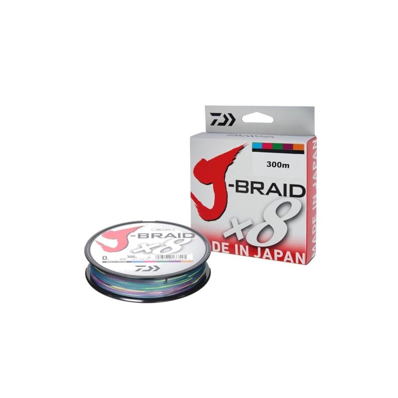 Daiwa Jbraid 8 Braid 300, Colour Multicolour, Size 0.420 mm