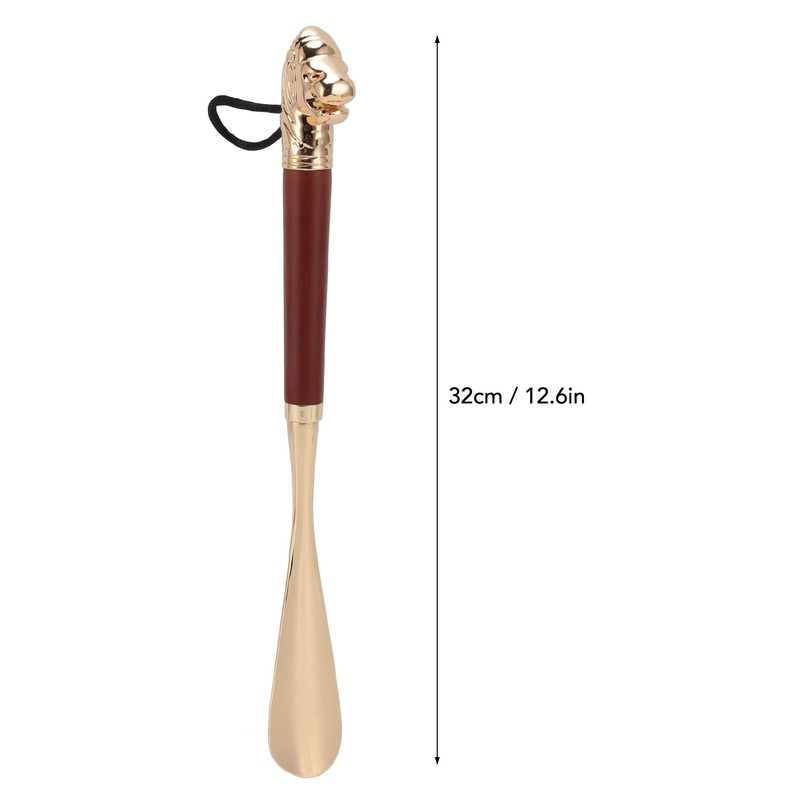 Lion Head Alloy Shoehorn Ergonomic Curves Metal Long Shoehorn with