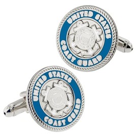 PinMart's Military U.S.C.G Coast Guard Cufflink Set - Silver