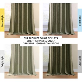 HPD Half Price Drapes Basic Faux Linen Light Filtering Curtains for Bedroom 96 Inches Long (2 Panels) - Rod Pocket Curtains & Drapes for Living Room and Windows - 50 X 96, Khaki Green