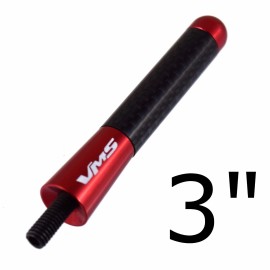 V M S Racing 3"  RED CARBON FIBER ALUMINUM STUBBY SHORT ANTENNA FITS CHEVY SILVERADO 85 06