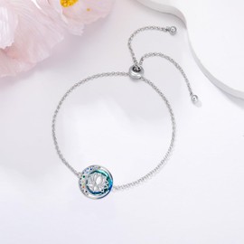 enjoylifecreative Chakra Crystal Bracelet for Women 925 Sterling Silver Lotus Hamsa Tree of Life Flower of Life Bracelet 7 Chakras Spiritual Jewellery Gifts for Women and Girls, Sterling Silver, No